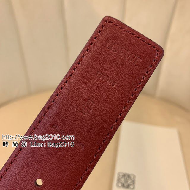 LOEWE女士皮帶 羅意威經典銅扣手掌紋雙面牛皮腰帶  jjp1801